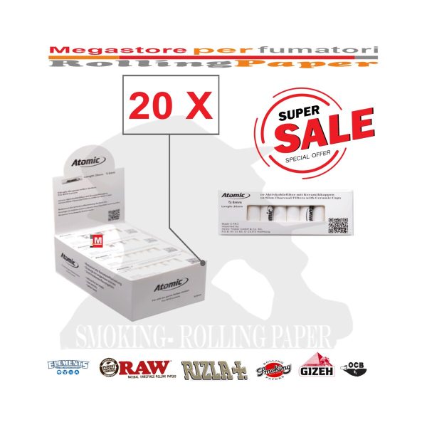 master-111 Φιλτράκια ενεργού άνθρακα Atomic Slim 6 mm – 20 κουτιά