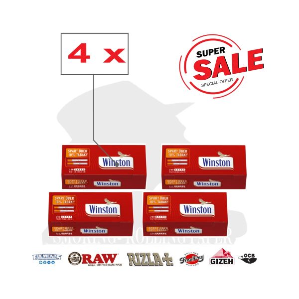 master-113 Άδεια τσιγάρα για γέμισμα Winston Regular με εξαιρετικά μακρύ φίλτρο 24 mm – 4 κουτιά των 250 τεμαχίων