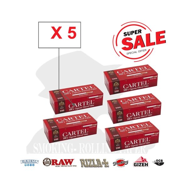 Άδεια τσιγάρα για γέμισμα Cartel 100's Red Regular 25 mm – συσκευασία με 200 άδεια τσιγάρα