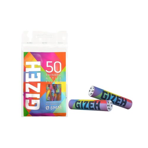 Φιλτράκια ενεργού άνθρακα Gizeh Rainbow Extra Slim 6 mm – 50 φίλτρα