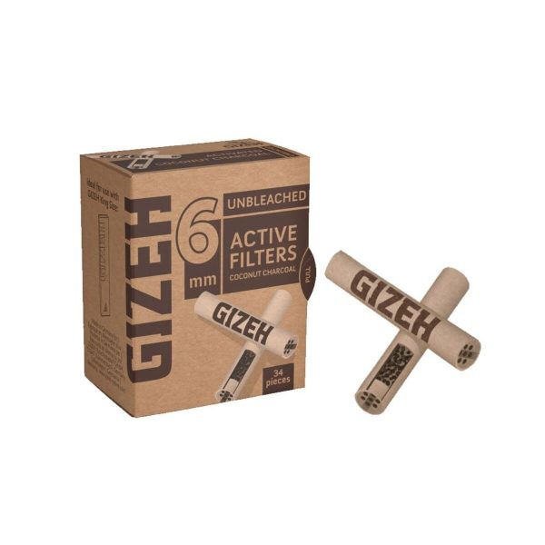 master-135 Φιλτράκια ενεργού άνθρακα Gizeh Extra Slim 6 mm αλεύκαστα – 34 φίλτρα