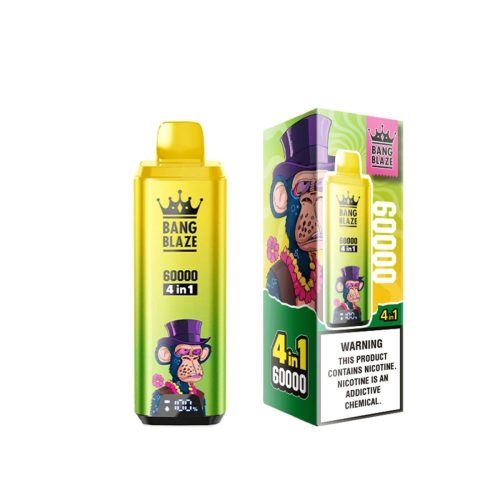 Bang Blaze 60K 4-in-1 – 60.000 τζούρες – Φράουλα Μάνγκο / Φράουλα Ακτινίδιο / Μήλο Σταφύλι / Καρπούζι Φρούτο του δράκου