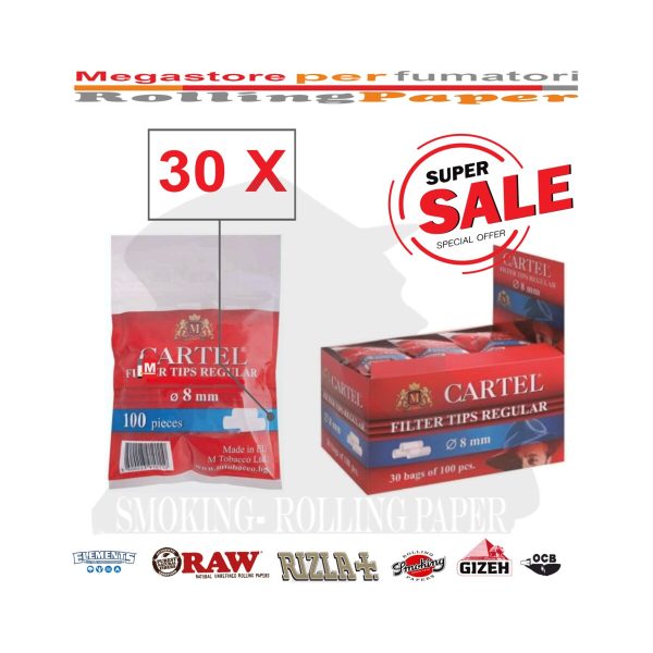 master-170 Φιλτράκια Cartel Regular 8 × 15 mm – 30 σακουλάκια των 100 φίλτρων