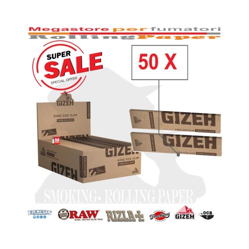 master-177 Χαρτάκια στριφτού Gizeh King Size αλεύκαστα – συσκευασία με 50 πακετάκια