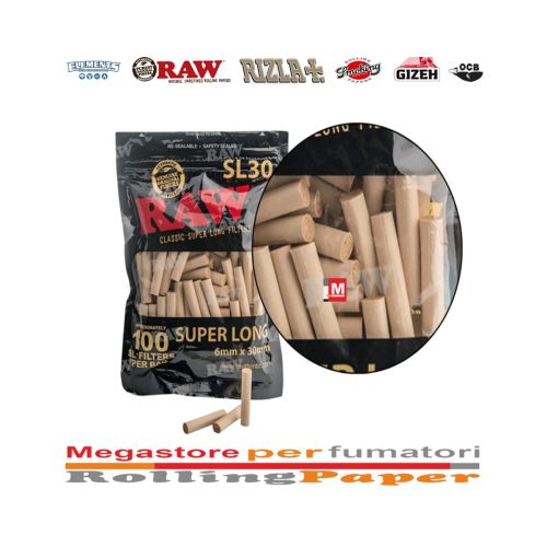 master-252 Φιλτράκια RAW Black Super Long XL SL30 Slim 6 mm – 10 σακουλάκια των 100 φίλτρων
