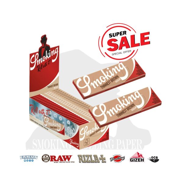 Χαρτάκια στριφτού Smoking Thinnest Brown Regular 69 × 37 mm – 50 πακετάκια των 60 φύλλων