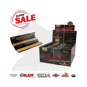 Χαρτάκια στριφτού RAW Black Connoisseur King Size Slim με φίλτρα – συσκευασία με 24 πακετάκια