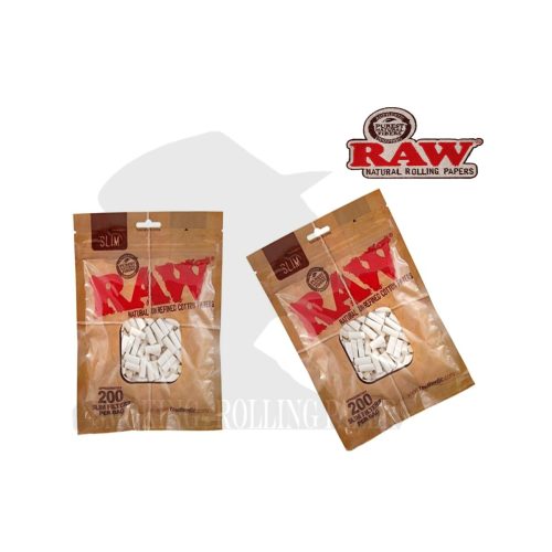 master-389 Φιλτράκια RAW Slim 6 mm από καθαρό βαμβάκι – 10 σακουλάκια των 200 φίλτρων