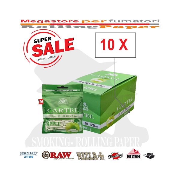 master-399 Φιλτράκια Cartel Apple Slim 6 × 15 mm – 10 σακουλάκια των 120 φίλτρων