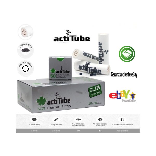 master-8 Φιλτράκια ενεργού άνθρακα ActiTube Slim 7 mm – 10 κουτιά των 50 φίλτρων
