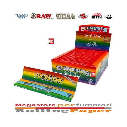 master-89 Χαρτάκια στριφτού Elements Rainbow King Size Slim – συσκευασία με 50 πακετάκια